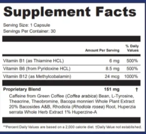 MemoryVitali Supplement Facts